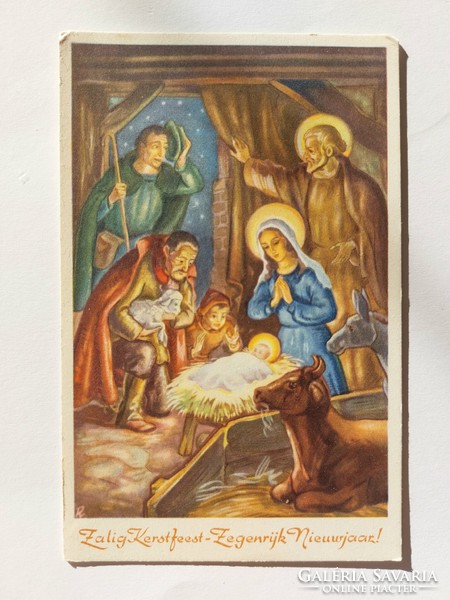 Régi karácsonyi képeslap levelezőlap betlehemi jelenet
