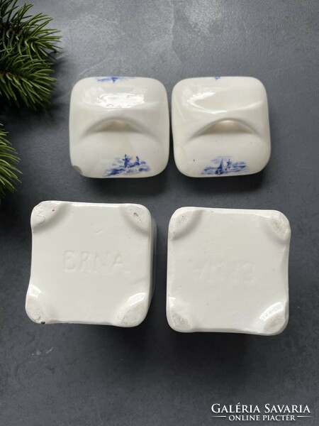 Old delft style white spice racks in good condition - pair