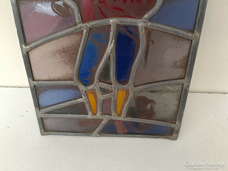 Antik ólomüveg ablak festett ólom üveg zenész motívum 584 8183