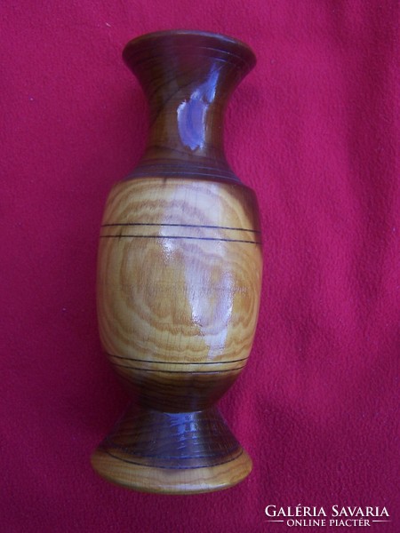 Retro wooden vase 22 cm high, flawless, turned, lacquered wood, early 1960s