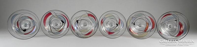 1P142 joan miro pattern base blown glass champagne cocktail glass set 6 pieces