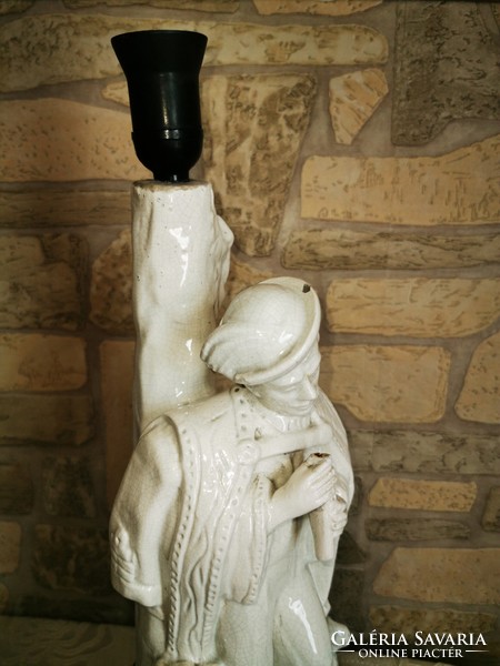 Ősi Blazsek László furulyázó juhász kerámia szobor lampa