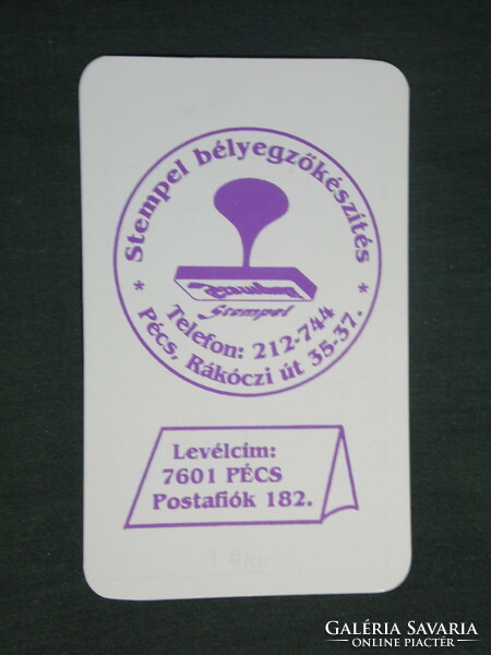 Kártyanaptár, Stempel bélyegzőkészítés, Pécs, grafikai,1998,   (2)