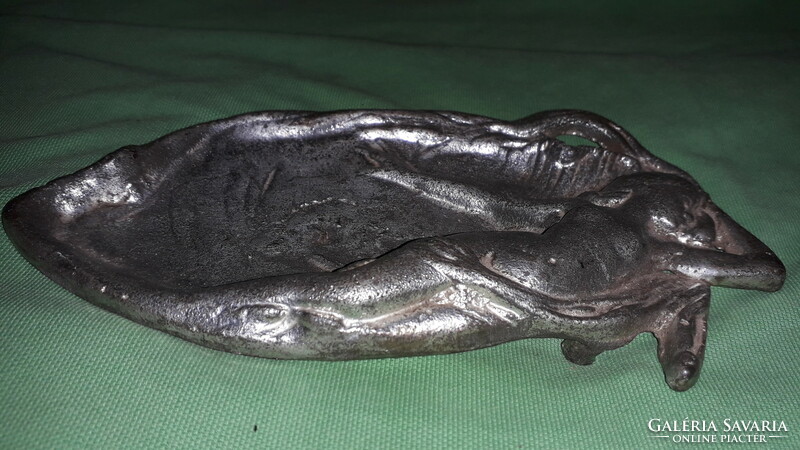 Antique, very beautiful woman nude cast iron table card / decoration - ashtray 10x20 cm according to the pictures