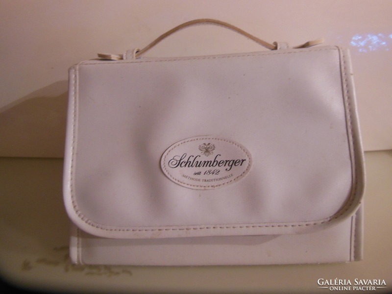 Bag + 2 glasses - leather - schlumberger - 26 x 23 x 17 cm - Austrian - quality - flawless