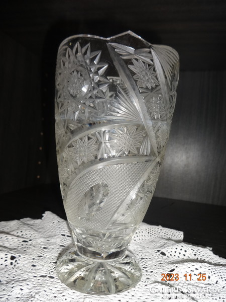 Crystal vase with foot, 16 cm high