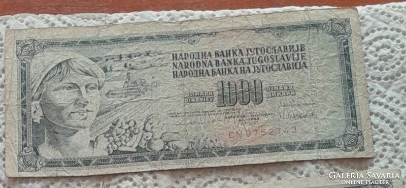 Jugoszláv 1000 dínár (bankjegy-1981)