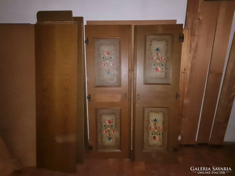 Old German bedroom furniture, chest of drawers, double bed, wardrobe, bedside table