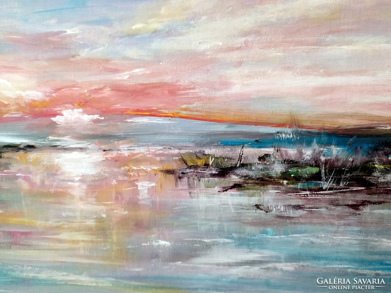 Winter sunset - large-scale contemporary painting