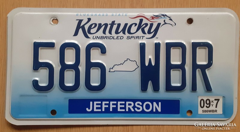 Usa american license plate number plate 586 wbr ketucky jefferson
