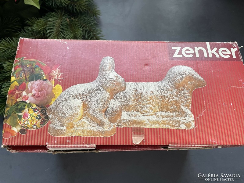 Régi ZENKER Tapadás mentes húsvéti bárány és nyuszi sütemény forma recepttel dobozában 1L