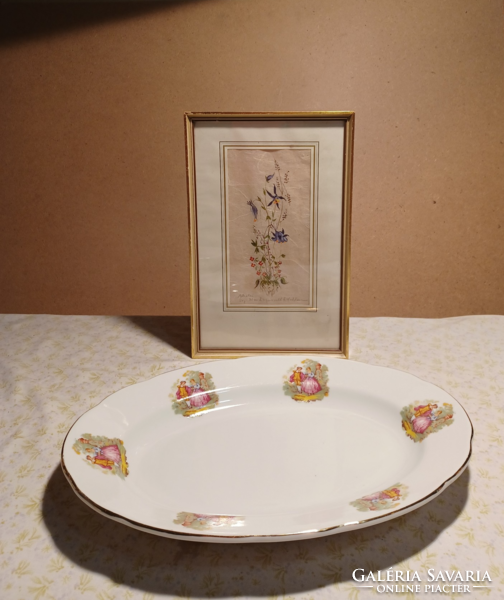 Large Japanese porcelain bowl with a romantic scene