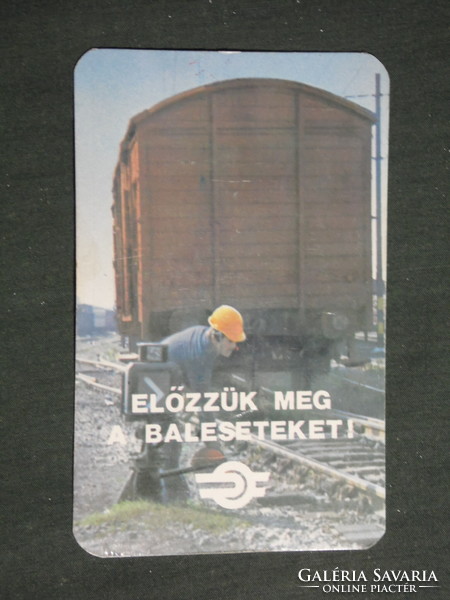 Kártyanaptár, MÁV vasút, balesetmegelőzés, teherkocsi, váltó kapcsolás , 1983,   (3)