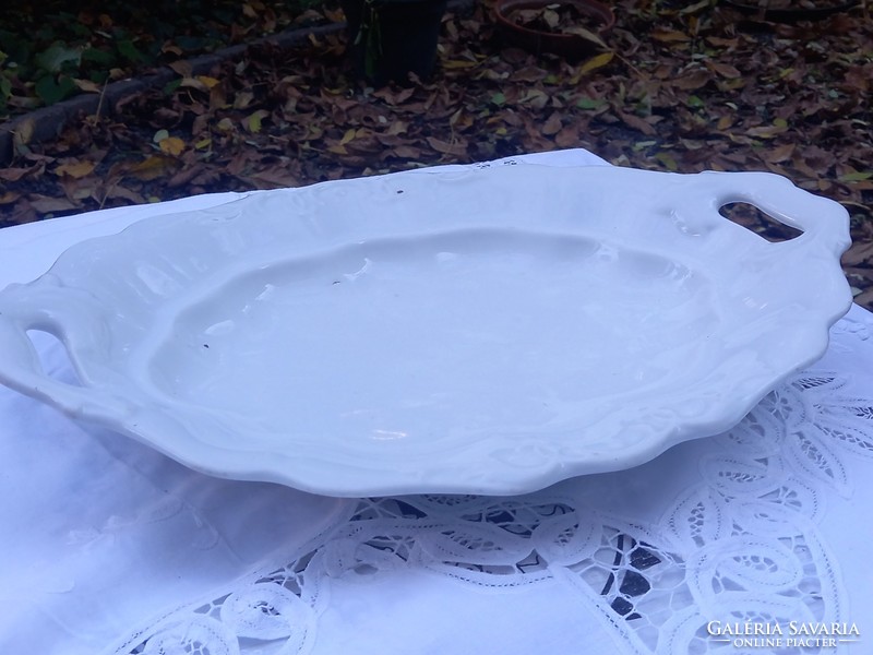Antik, inda mintás porcelán pecsenyés  tál (41 x 30 cm)