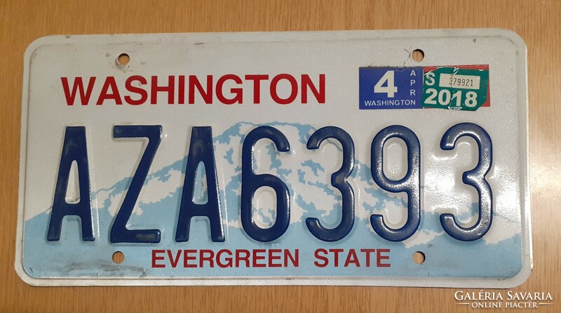 USA amerikai rendszám rendszámtábla AZA6393 Washington Evergreen State