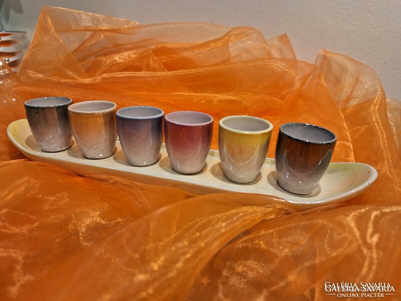 Retro ceramic luster glaze, short drinks set, with tray.