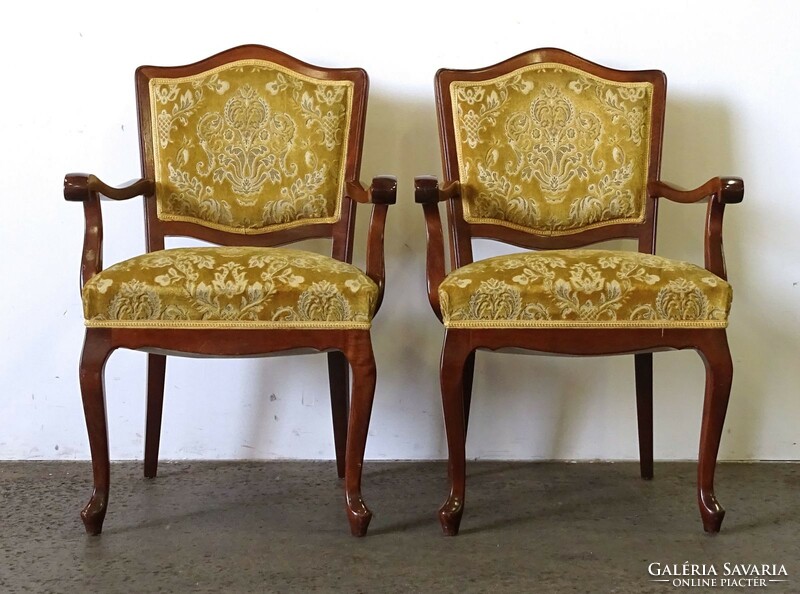 1P507 pair of old upholstered neo-baroque armchairs with armrests