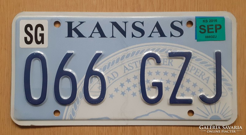 Usa american license plate license plate 066 gzj kansas