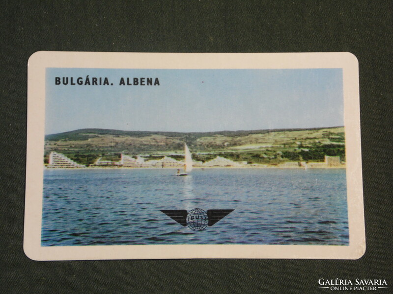 Kártyanaptár, IBUSZ utazási iroda, Bulgária Albena, tengerpart, 1973,   (3)