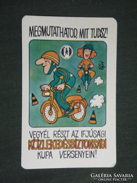 Card calendar, traffic safety council, graphic drawing, humorous, youth competition, 1983, (3)