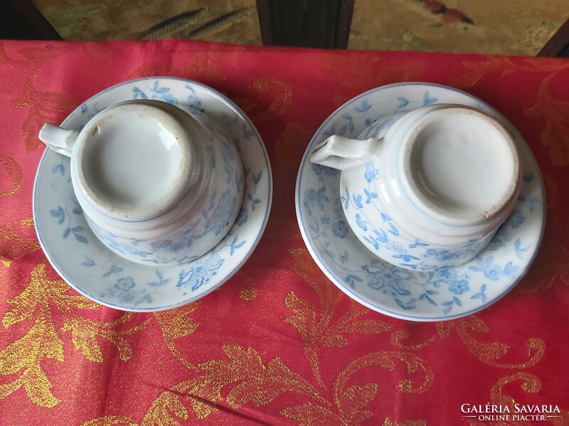 Art deco blue floral porcelain tea cups