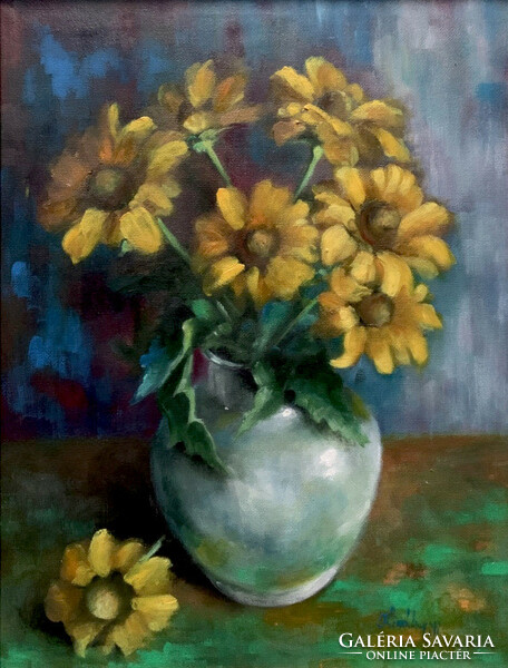 Flower of our garden - 40 x 30 cm oil painting