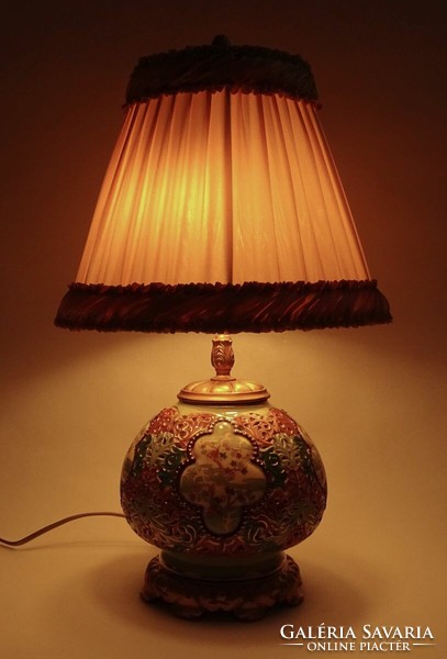 1L997 old fischer emil majolica lamp 51 cm