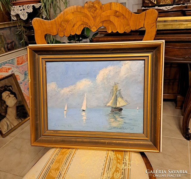 Antique brilliant painting sailing on the sea!