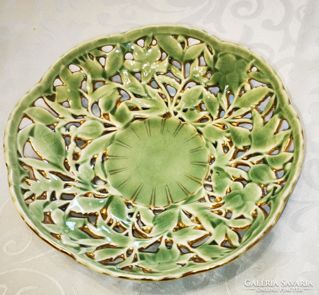 Zsolnay serving bowl openwork ~1880 rococo series