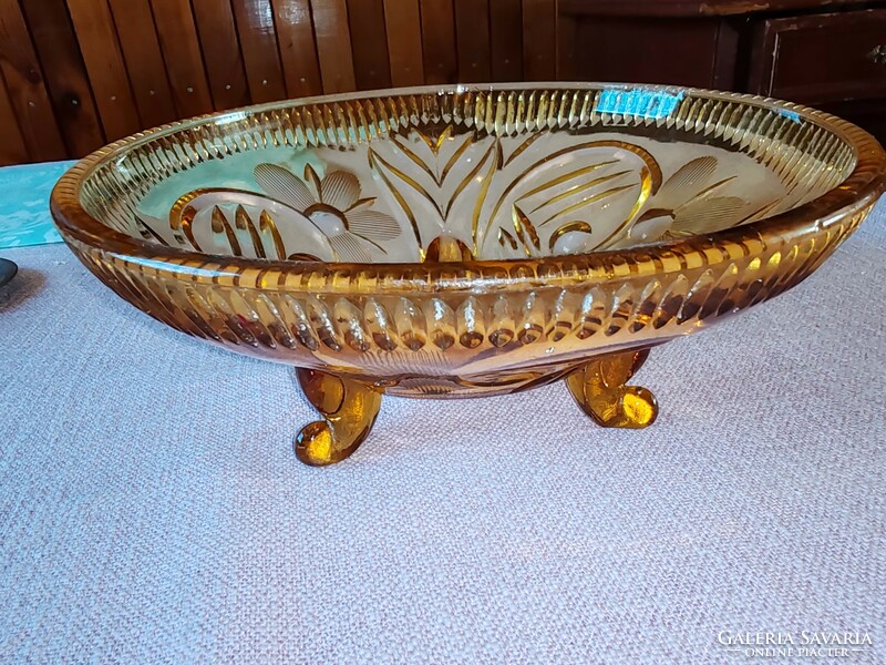 Glass table centerpiece, bowl, serving tray standing on legs
