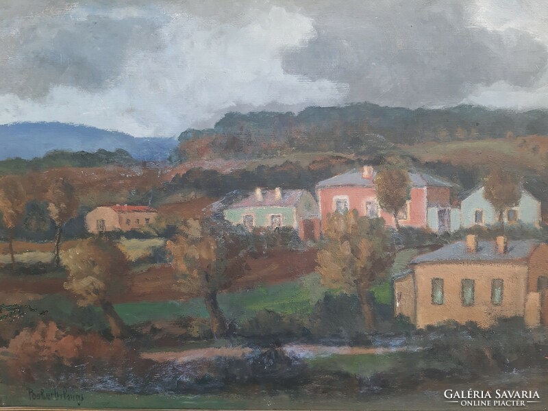 Bokor Vilmos (1897-1984) Faluszéli Fűzek,Képcsarnokos Festmény