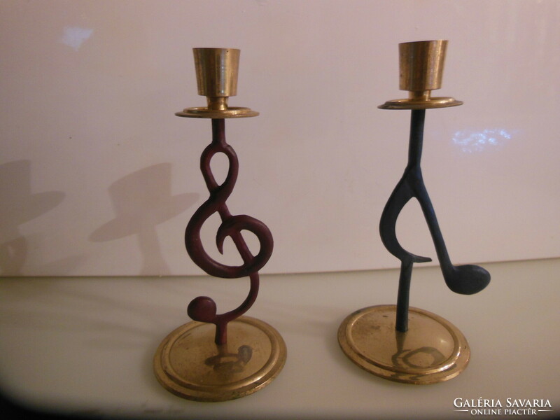 Candle holder - 2 pcs !! - Copper - solid - 20 x 8.5 cm - old - candle size 2 cm - perfect