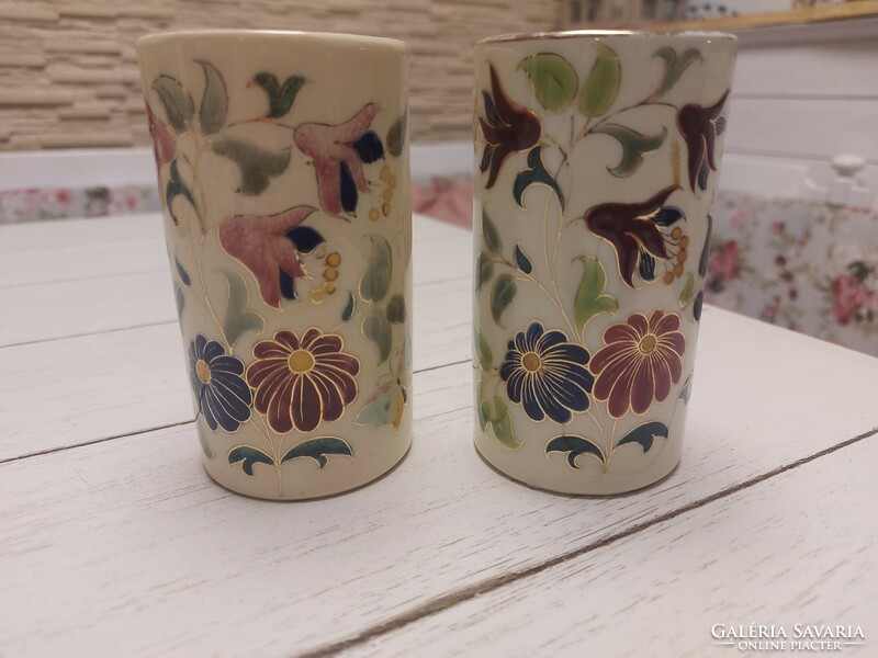 Pair of antique Zsolnay faience vases