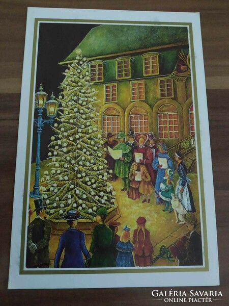 Karácsonyi képeslap,kinyitható, használt