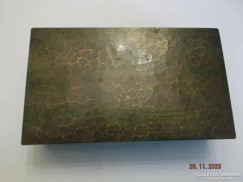 Old copper cigarette or card box with figural decoration ---2--- / marked /