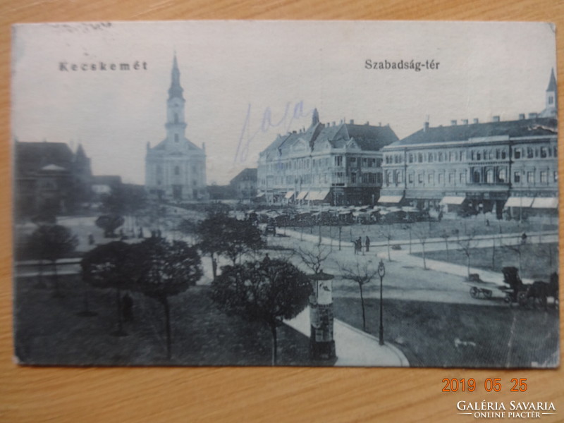 Régi képeslap: Kecskemét, Szabadság-tér, 1927
