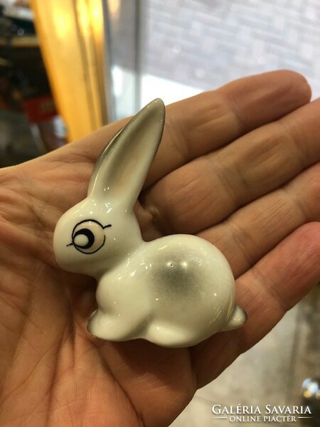 Hollóházi pot-bellied bunny made of porcelain, 5 cm in size