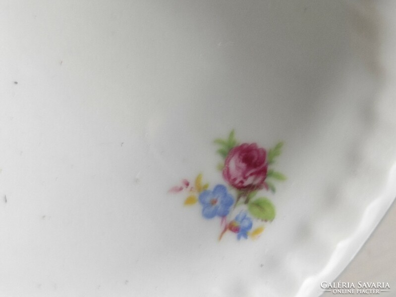 Small Epiag porcelain serving bowl with rosy silver contour, marked and serially numbered