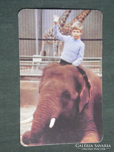 Card calendar, children's nutrition company, school milk, elephant, 1985, (3)