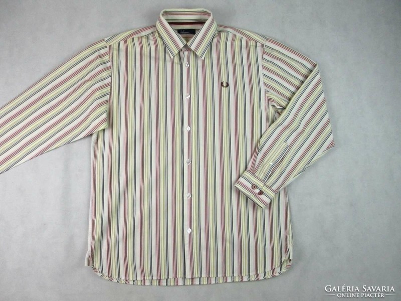 Original fred perry (l) elegant striped long sleeve men's shirt
