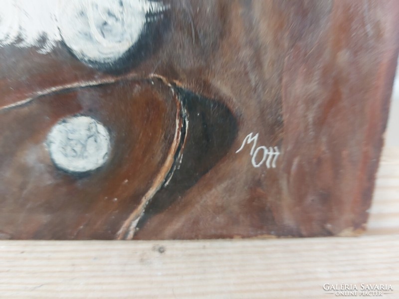 (K) drinking old painting with mott sign 31x44 cm
