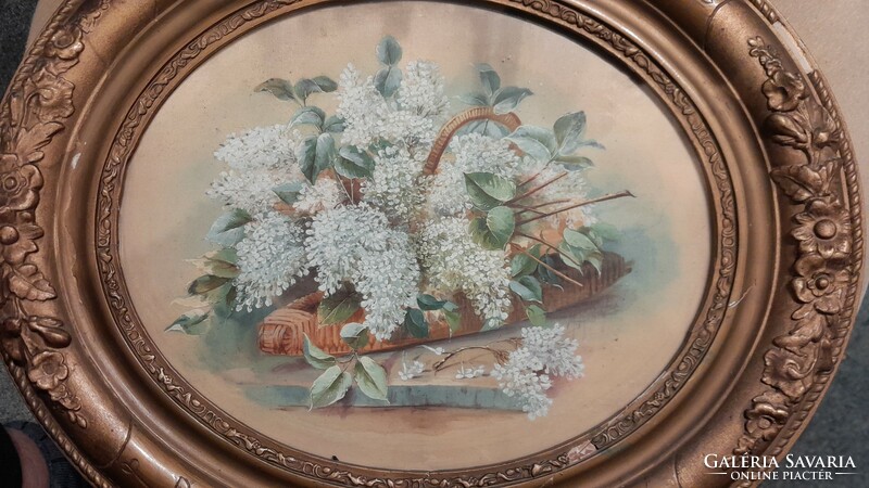 1800-as évek második feléből származó  csodálatos virágcsendélet festmény jelzett