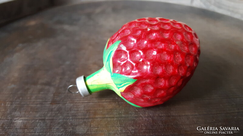 Old glass Christmas tree decoration, raspberry