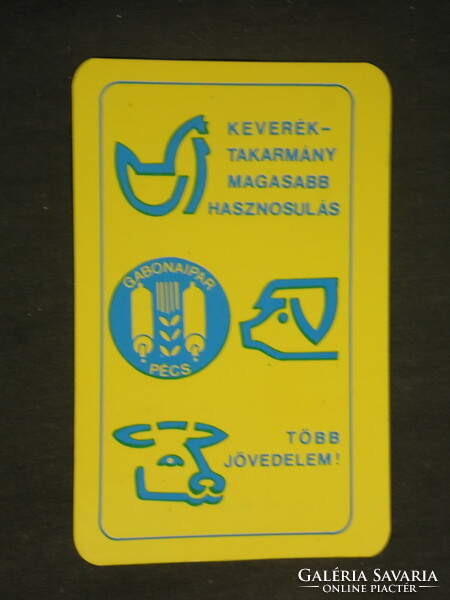 Kártyanaptár, Baranya gabona malomipari vállalat, pécs, takarmány,grafikai rajzos, 1984,   (3)
