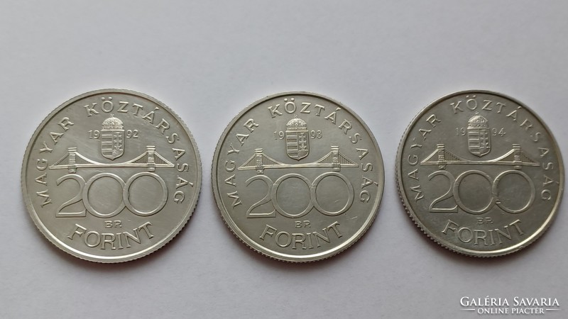 Magyarország, Ezüst 200 Forint 1992 - 1993 - 1994 LOT