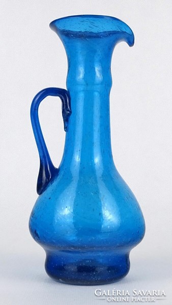1O912 Gyönyörű művészi fújt kék üveg kiöntő váza 19.5 cm