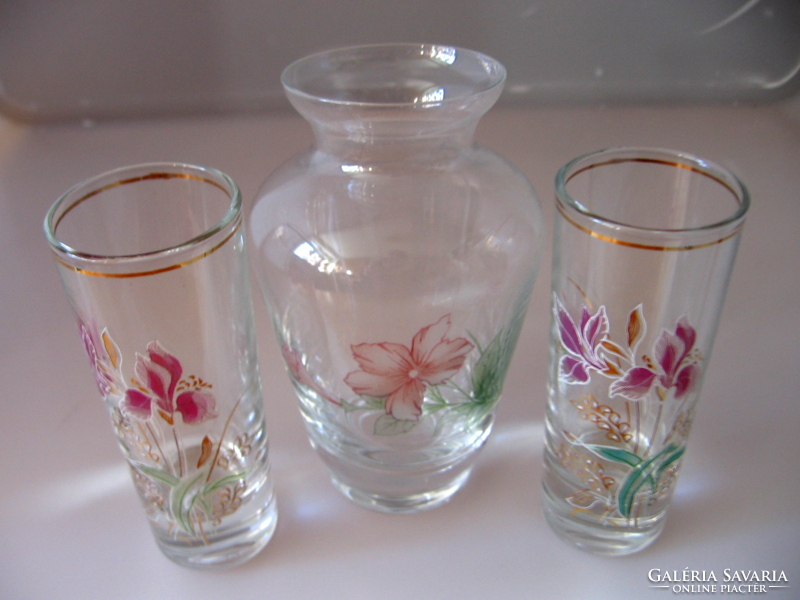 Retro 2 cups and vase, hyacinth vase together