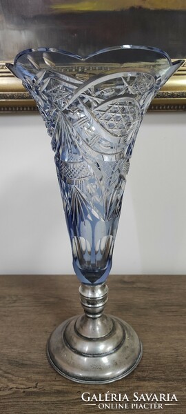 Silver base vase 34 cm