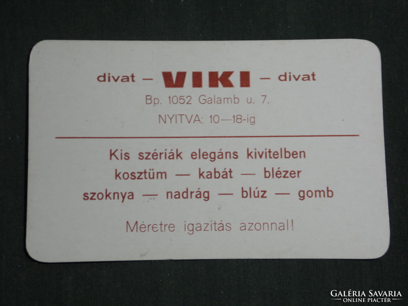 Kártyanaptár, Viki ruházat divat üzlet, Budapest ,1985,   (3)