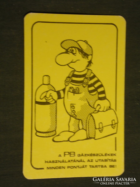 Kártyanaptár, ÉGÁZ gázszolgáltató, Győr, grafikai rajzos,humoros, gázszerelő ,1985,   (3)
